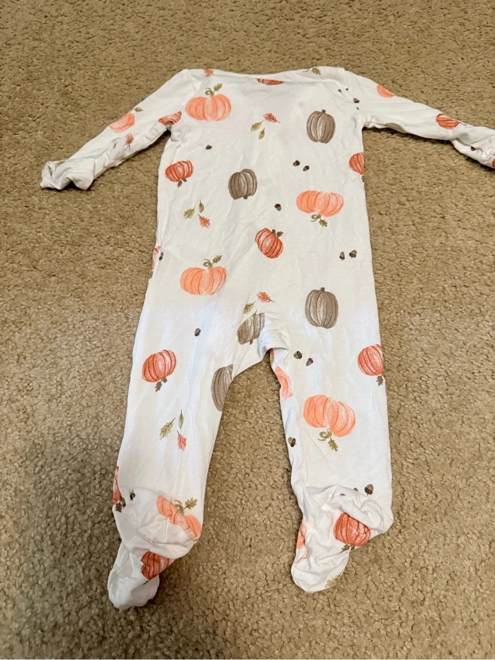 Carter's White Pumpkin Print Footed One-Piece